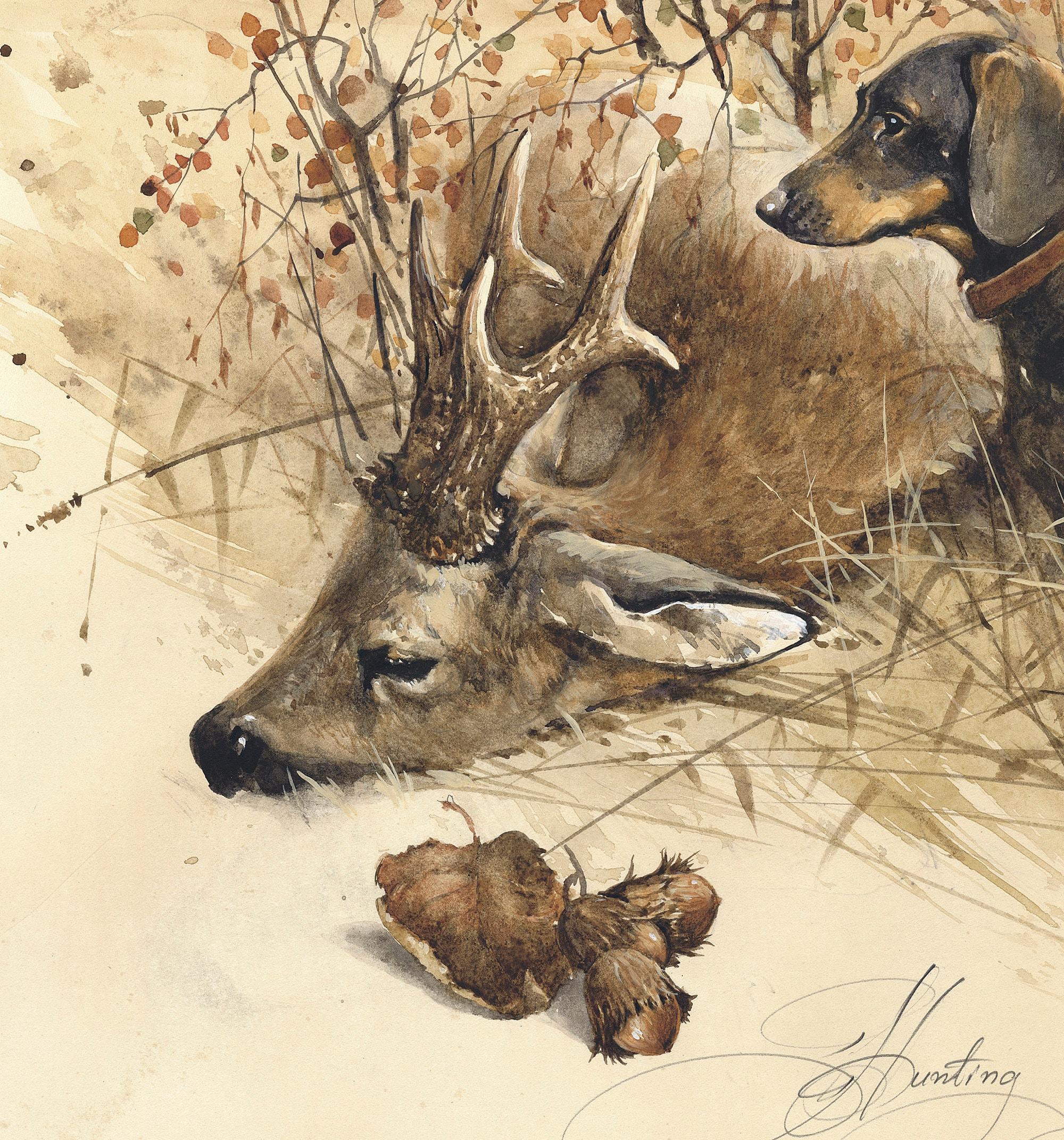 Hunting With Dachshunds in Hazelglade Signed Author's Print, Dog ...