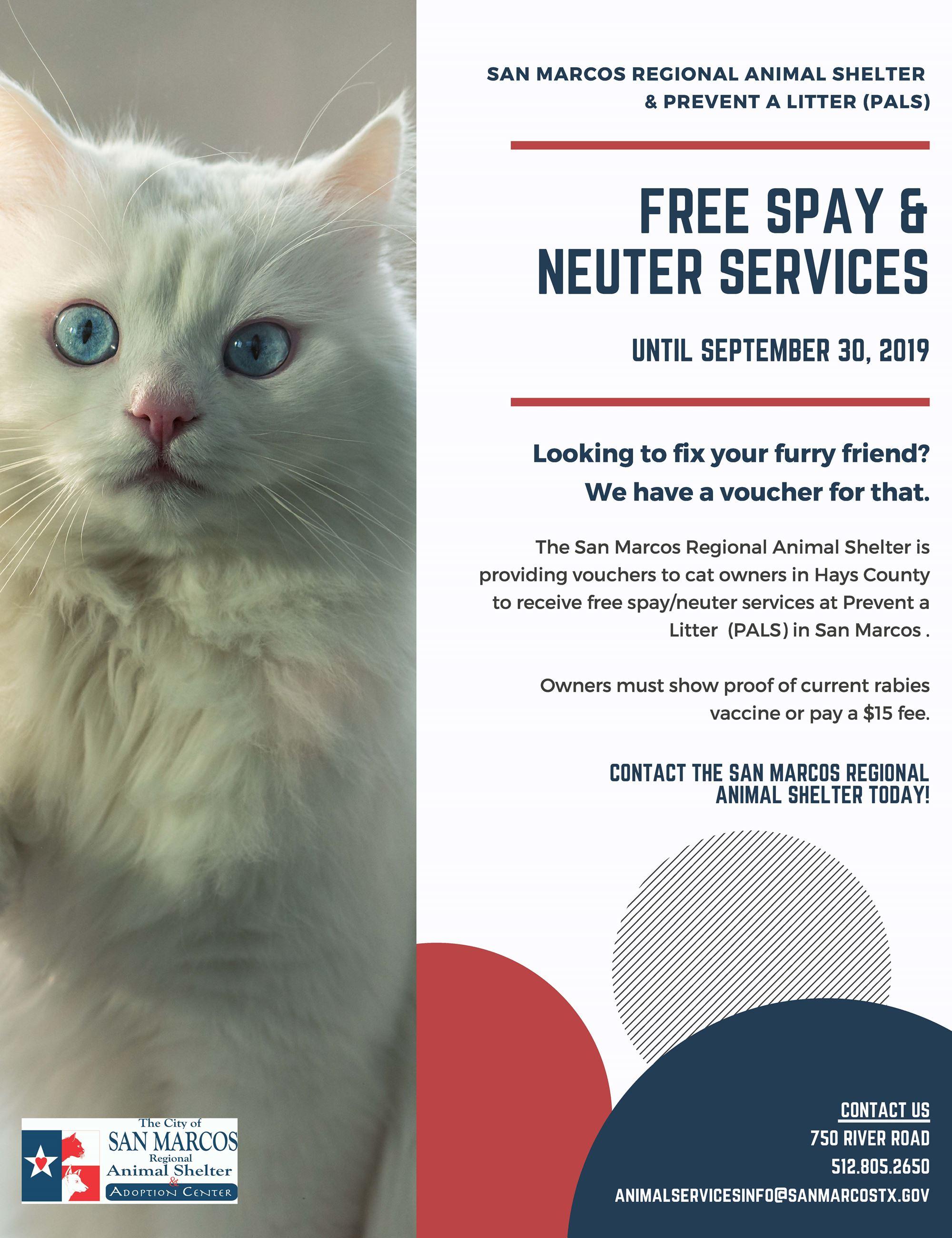 <b>Calendar</b> • Free Spay and Neuter Services