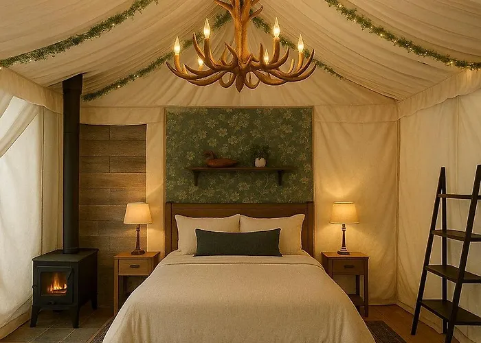Charming Glamping Tent With Private Hot Tub & Creekside Views Near Madison Township, Indiana